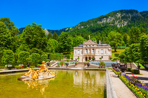 Schloss Linderhof Palace is located near the village of Ettal in southwest Bavaria, Germany