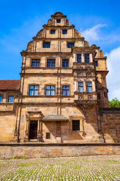 Historical Museum in the Old Court of Bamberg at Domplatz square. Bamberg is a town on the river Regnitz in Upper Franconia, Bavaria in Germany.