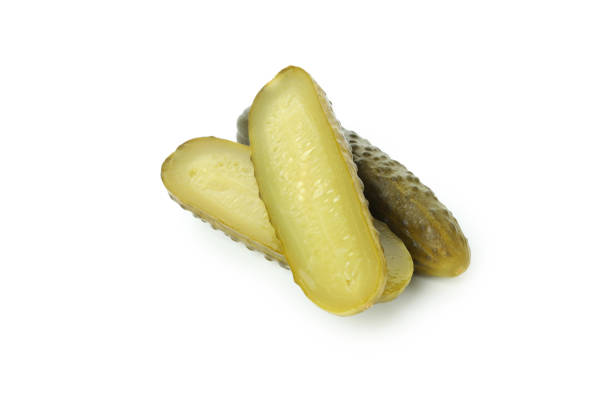 istock Fresh green pickles isolated on white background 1445394717