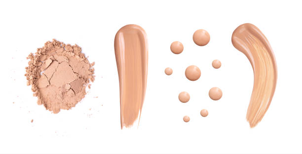 cosmetic smear foundation cream on white background