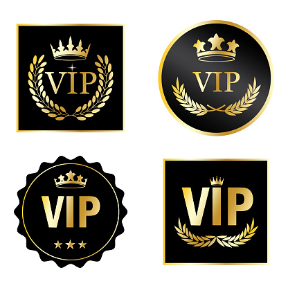 Gold vip black background. Sale promotion poster. Certificate design. Black luxury background. Vector illustration. Stock image. EPS 10.