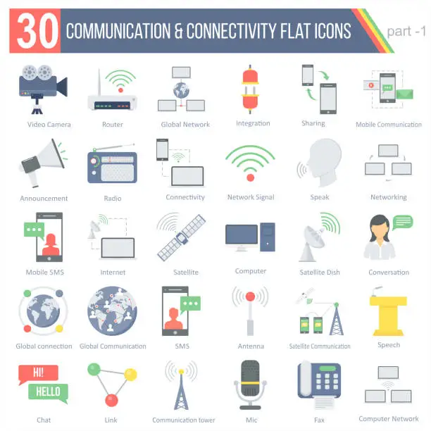 Vector illustration of Communication and Connectivity including Computer Network,Router,Data Transfer
