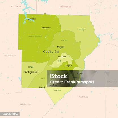 istock GA Cobb County Vector Map Green 1445401157