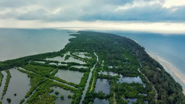 Aerial shot of coastal region of Thailand