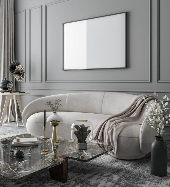 istock Poster frame mockup in modern home interior background 1445405502