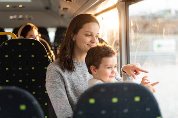 istock Mother and son traveling by bus 1445405680