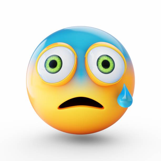 istock 3D Rendering Anxious emoji isolated on white background 1445411326