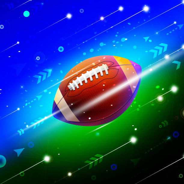 ilustrações de stock, clip art, desenhos animados e ícones de sport and victory concept in realistic style. soccer ball for playing american football on an abstract color background. - abstract backgrounds ball close up