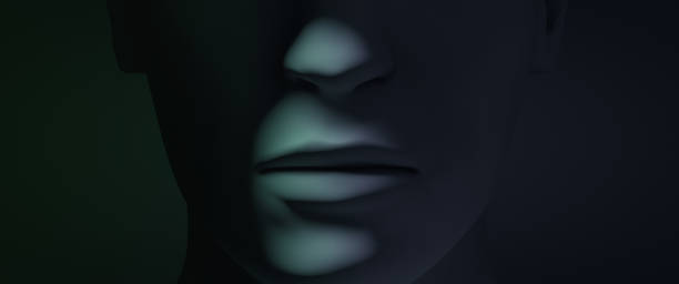 istock Illuminated mouth on the face. 3d illustration 1445414522