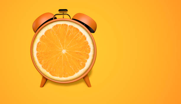 istock rendering vintage style alarm clock with orange 1445416599