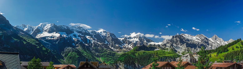 Fascinating view of the Bernese mountain range as seen from the village Mürren
