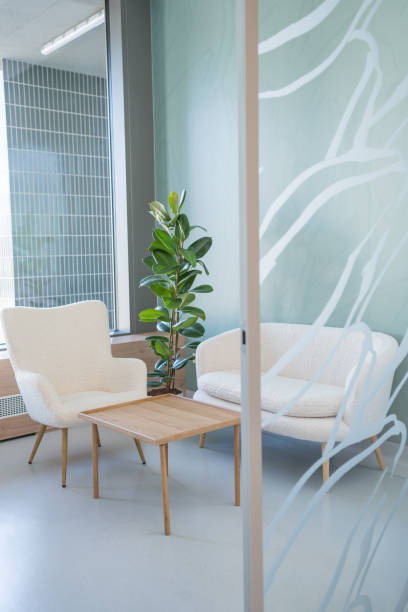 istock Dental waiting room and plant 1445425756