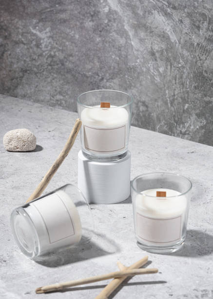 istock Template for scented candles. Candles fragrance for home 1445429287