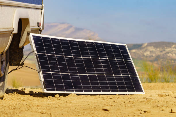 istock Solar photovoltaic panel at caravan 1445430041