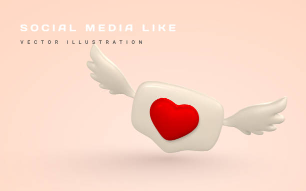 istock Social media like in speech bubble with wings. Digital marketing concept. Vector illustration 1445432347