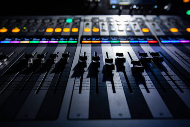 istock Closeup of sound control panel 1445434937