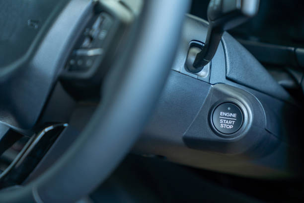 istock Comfortable start/stop button for modern cars. 1445439114