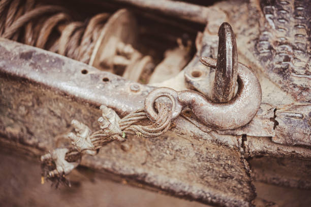 istock Used dirty hook from a truck winch 1445441854