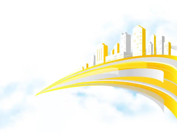 Vector illustration of City in the sky 3 with the gold & silver colour tone Vector illustration graphic EPS 10
