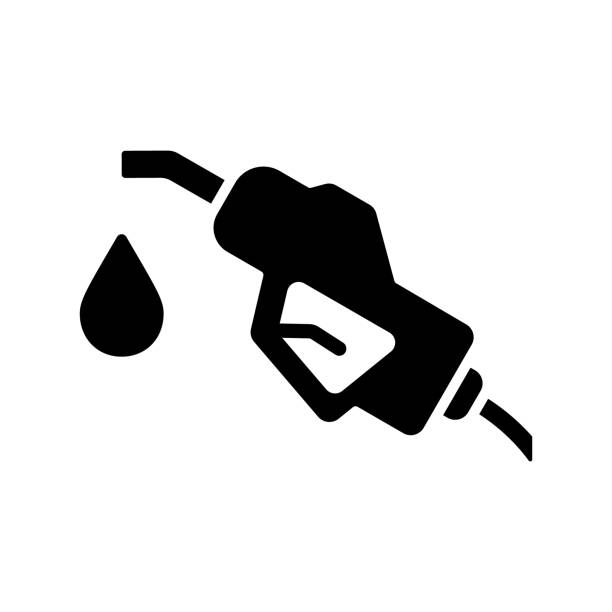 illustrations, cliparts, dessins animés et icônes de support de buse de carburant avec tuyau sur l’icône de silhouette de la station-service. pictogramme de l’industrie de l’essence pétrolière. pompe à énergie pétrolière sur le panneau de la station-service. buse de remplissage fossile. illustra - fuel pump gas station gasoline fossil fuel