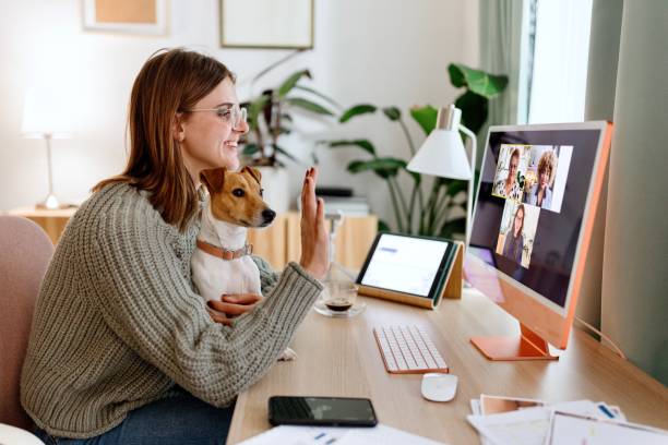 istock Hybrid home meeting 1445460475