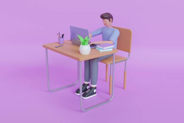 istock 3D illustration of online education. Digital Online Education Application learning world wide on laptop. 1445460899