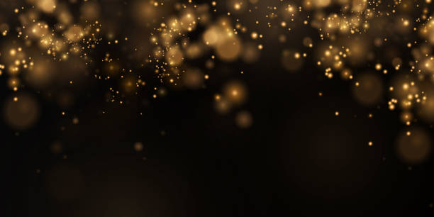 クリスマスの背景。粉。金粉を放つ魔法のpng。細かい、光沢のあるほこりのボケ粒子がわずかに落ちます。幻想的なきらめき効果。 - キラキラ点のイラスト素材／クリップアート素材／マンガ素材／アイコン素材