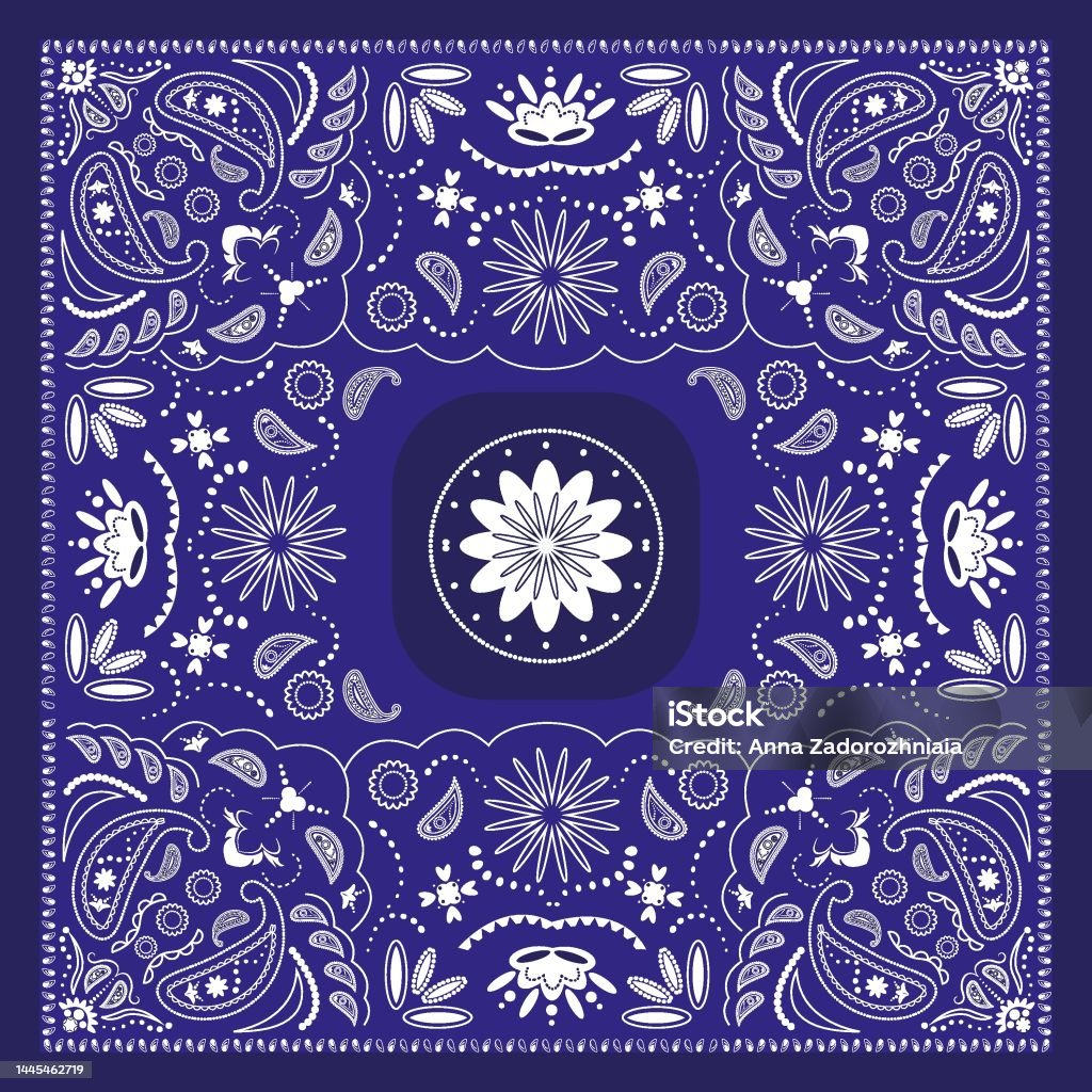 Blue Rag Pattern Blue Bandana Pattern Vector