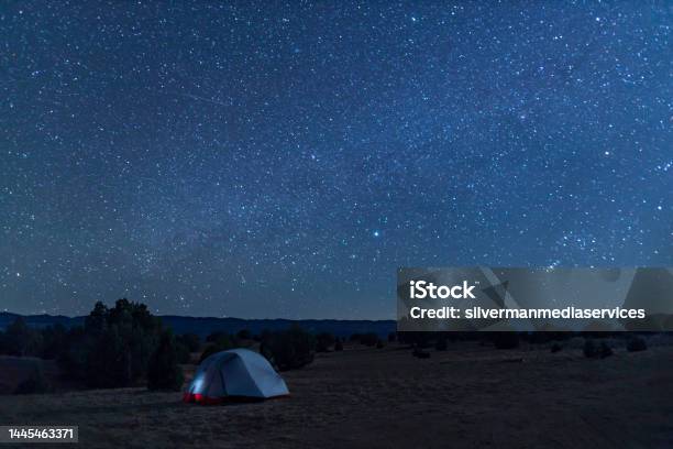 Tent Under Starry Night Sky Grand Staircaseescalante National Monument Utah Stock Photo - Download Image Now