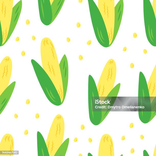 Corn Image Pattern Corn In Flat Style Seamless Vegetable Pattern On White Background Stock ...