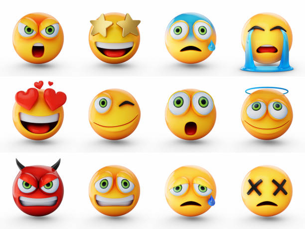 istock 3D Rendering set of emoji isolated on white background 1445474991