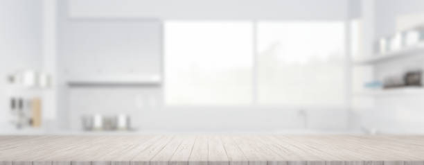 istock 3d rendering of wood counter for product display background. 1445478979