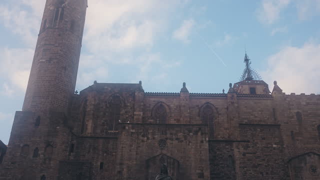 Sky View And Old Gothic Building In Placa Ramon Berenguer el Gran