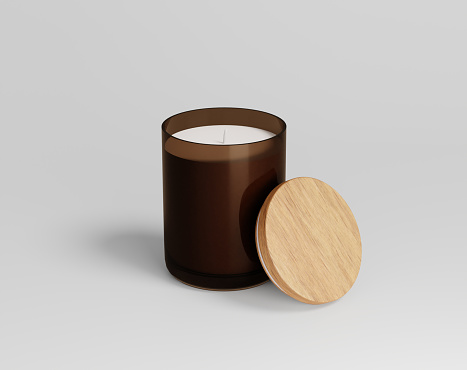 Aromatic scented candles with glass, 3d rendering, 3d illustration