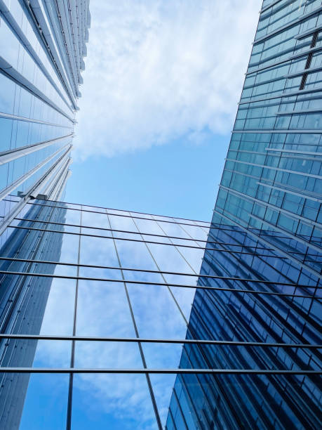 istock Modern architecture mirror reflection of abstract picture low Angle 1445488014