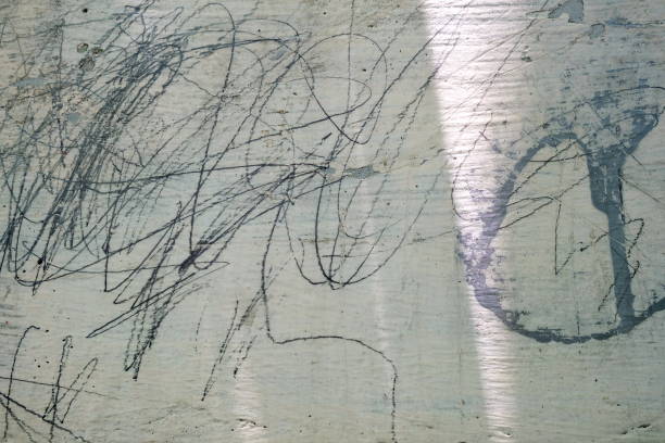 istock Scratched Pencil Lines on Wall with Light Beam Background. 1445490103