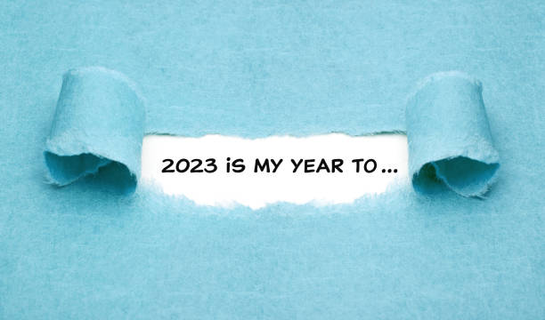 2023 es mi concepto de lista de años para resoluciones - propósito de año nuevo fotografías e imágenes de stock
