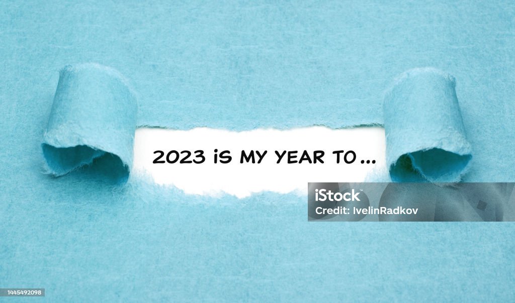 2023 Is My Year To Resolutions List Concept Motivational New Year 2023 resolutions list concept with headline 2023 is my year to written on paper. New Year Resolution Stock Photo