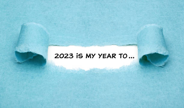 2023 Is My Year To Resolutions List Concept Motivational New Year 2023 resolutions list concept with headline 2023 is my year to written on paper. achievement aiming aspirations attitude stock pictures, royalty-free photos & images