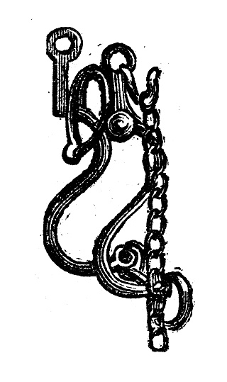 Antique engraving illustration: Horse curb chain