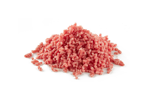 ground pork isolated on white background with clipping path