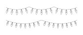istock One continuous line drawing of Christmas garland with light bulbs. Festive festoon xmas string and divider border in simple linear style. Editable stroke. Doodle vector illustration 1445499541