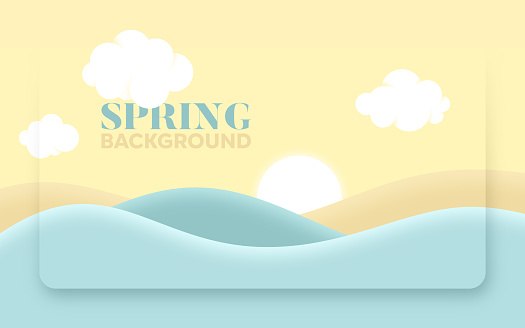 Spring background with space for your copy and hills and clouds.