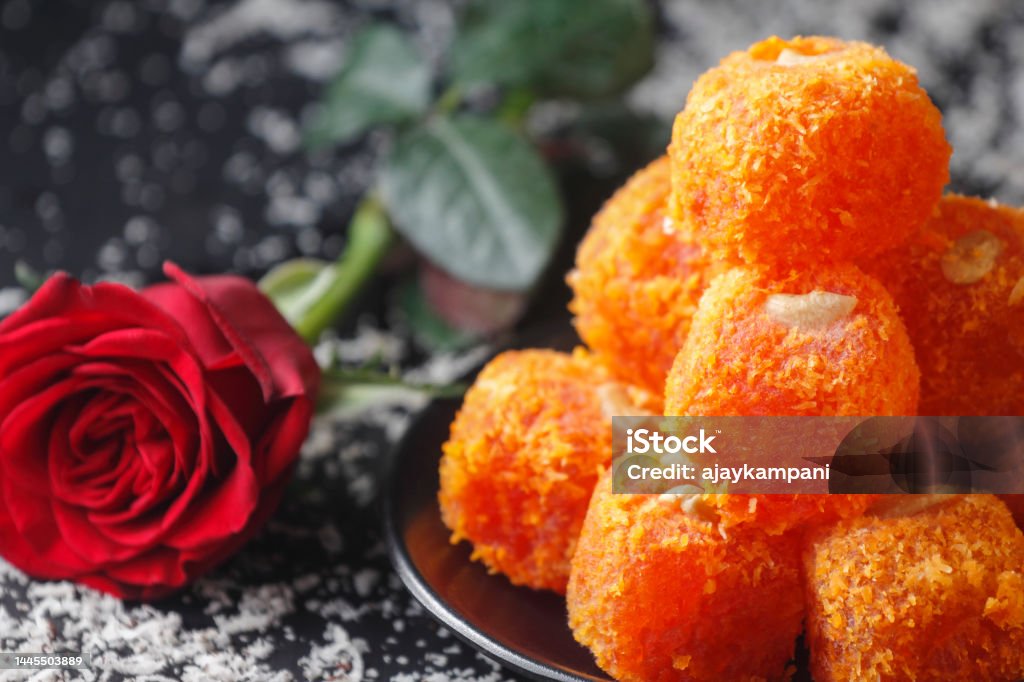 Gulab Petha Ladoo Petha is world famous sweet of Agra, India. Traditionally it is made from Ash Gourd and dipped in sucrose. Agra Stock Photo