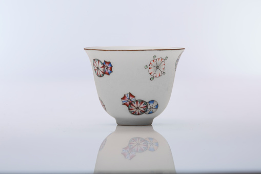 Tea cup on white background.