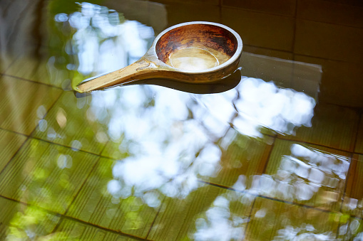 Japanese nature hot spa onsen.