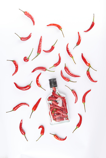 Red hot chili pepper on white background.