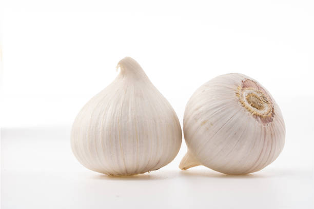 White garlic cut out shooting photo with fresh condition.