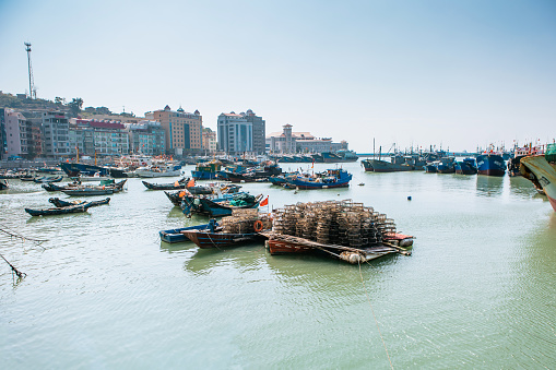 Fishing boats berthed in Huangqi Town, Lianjiang County, Fujian Province