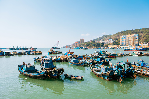 Fishing boats berthed in Huangqi Town, Lianjiang County, Fujian Province